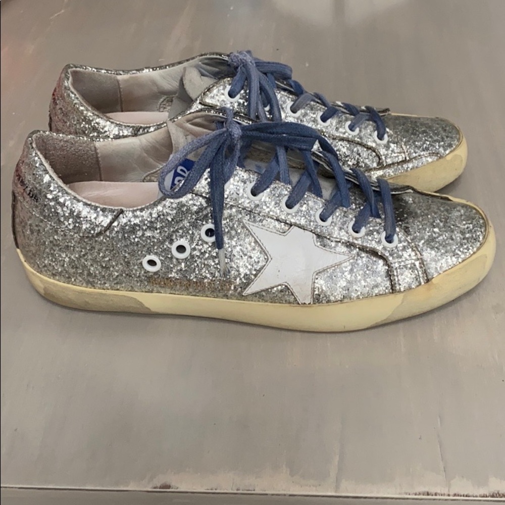Golden Goose Superstar Silver Glitter Sneakers 38